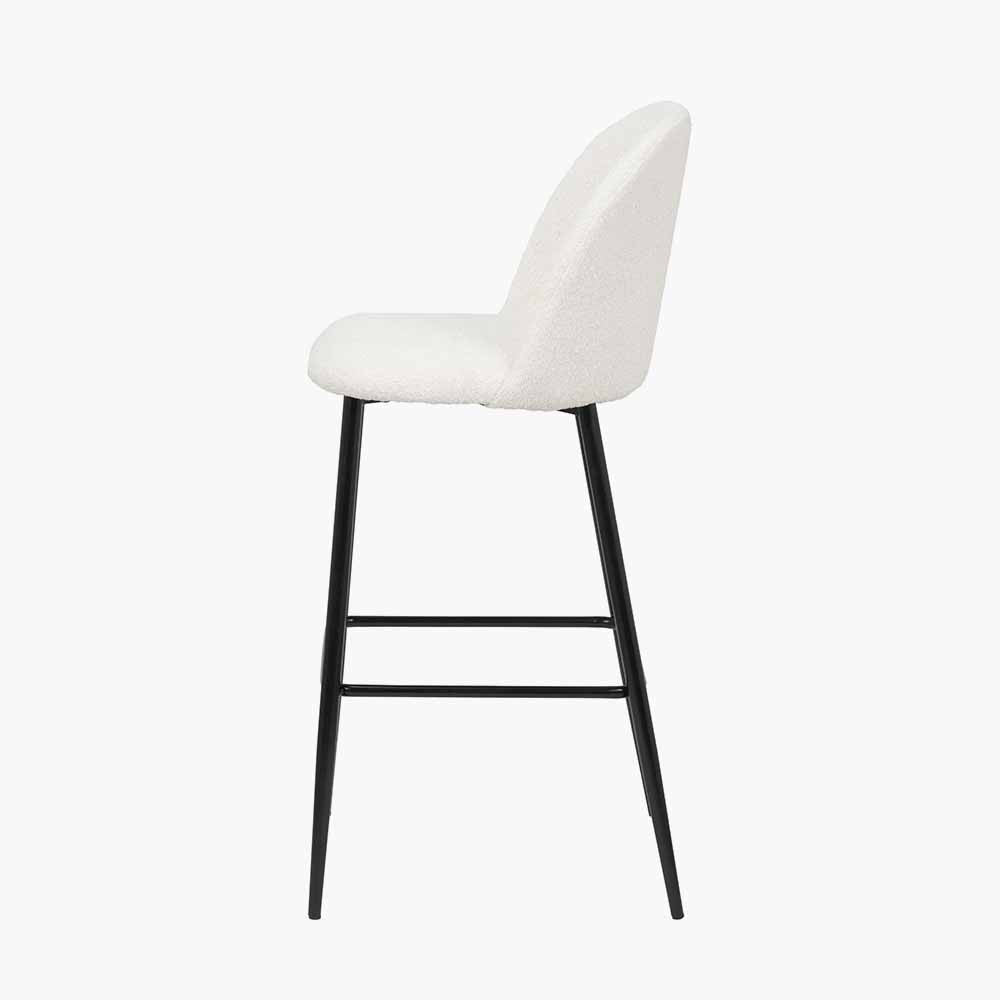Turi White Boucle & Black Bar Stool